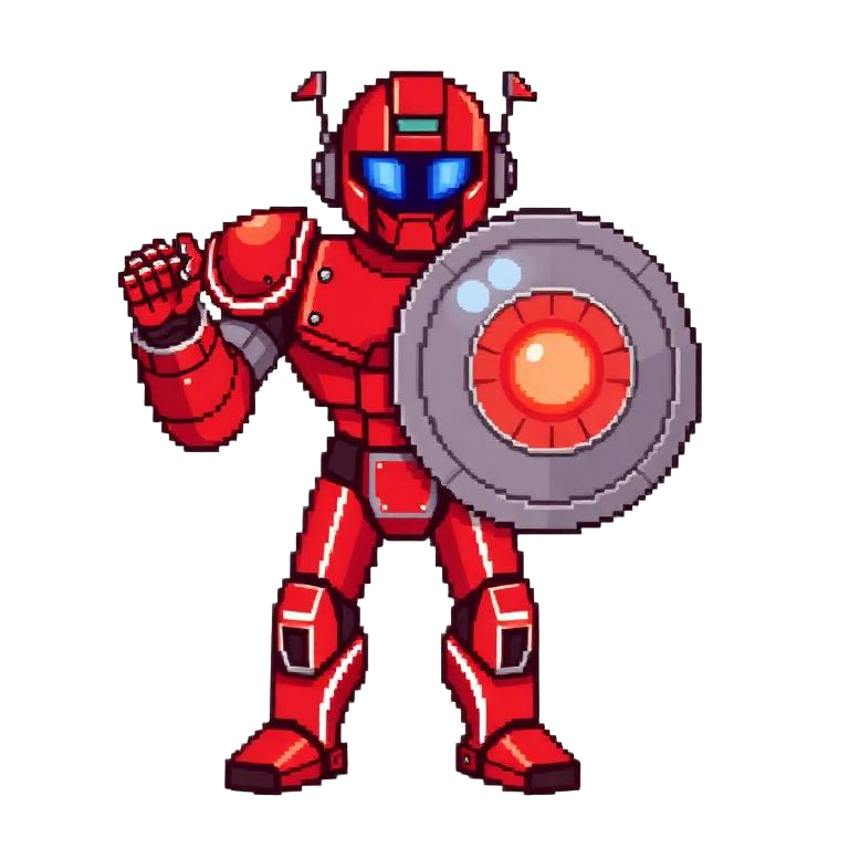 WARDEN pixel-art character